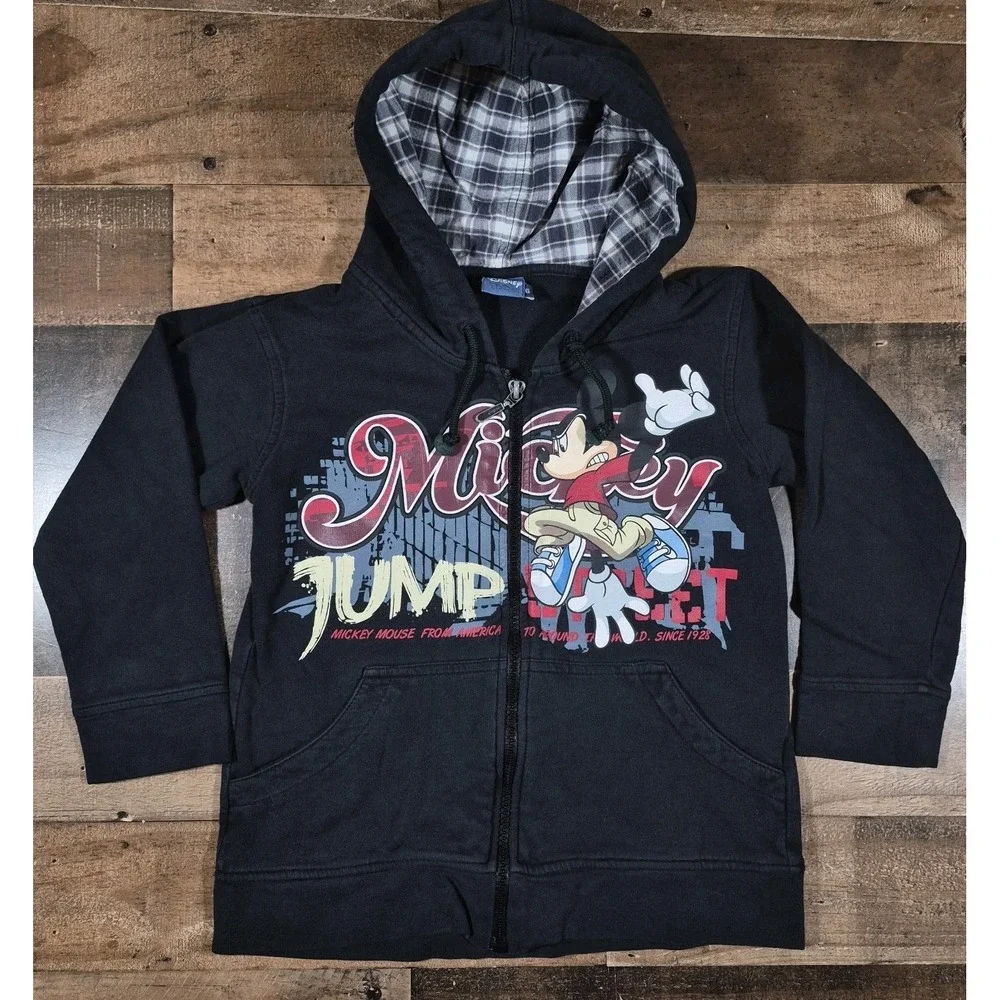 Vintage Disney Mickey Mouse Hoodie Sweatshirt Kids 6 Black Y2K Jump Street Wear